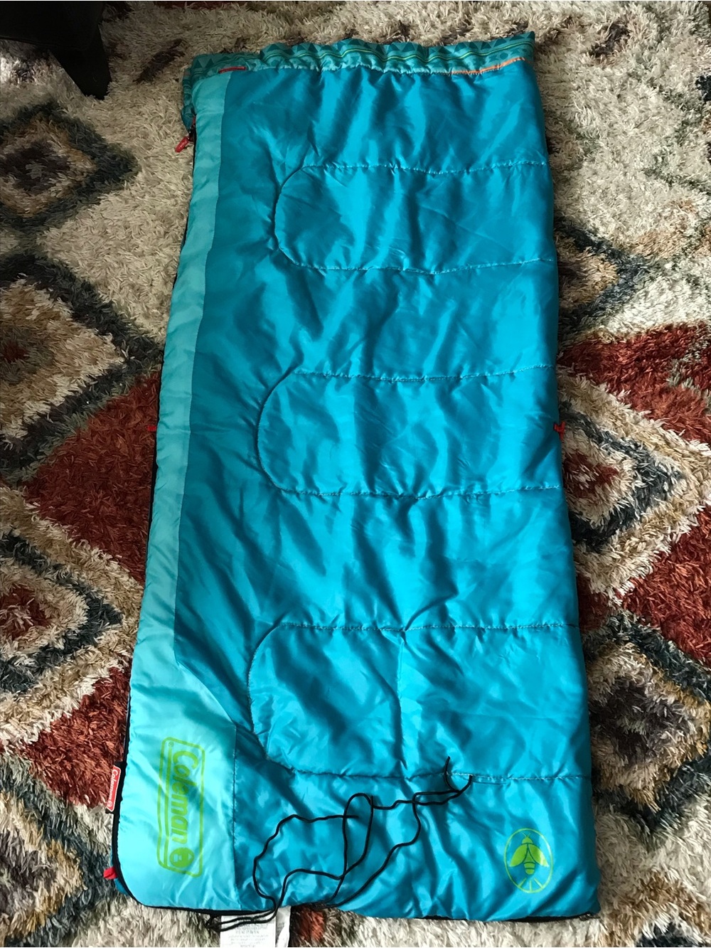 Coleman youth Turquoise Blue Sleeping Bag up to 5 feet,